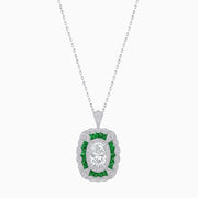 Vintage Inspired Oval French-Cut Gemstone Scalloped Halo Pendant - Shahin Jewelry